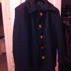 NAVY PEA COAT--100% WOOL--DARK BLUE--Size XL -- $165